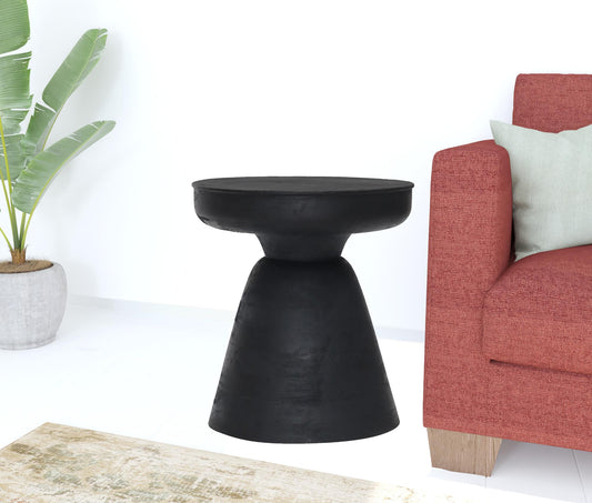 Black Solid Wood Round End Table By Homeroots | End Tables | Modishstore - 1
