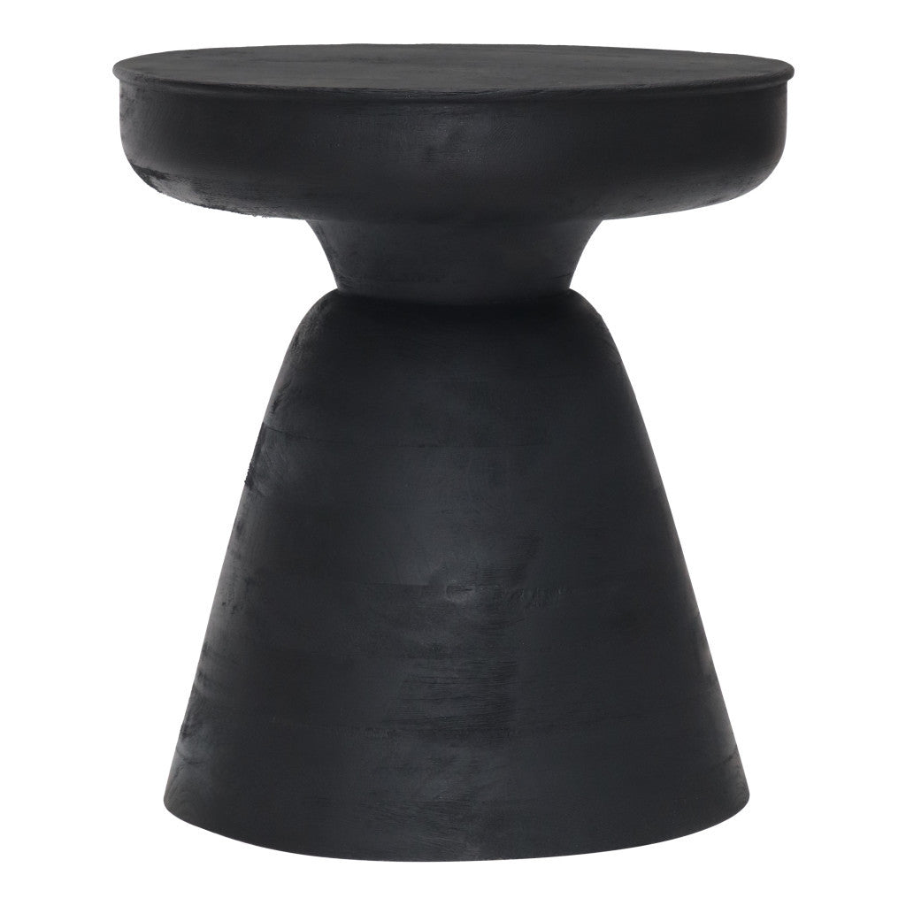 Black Solid Wood Round End Table By Homeroots | End Tables | Modishstore - 2