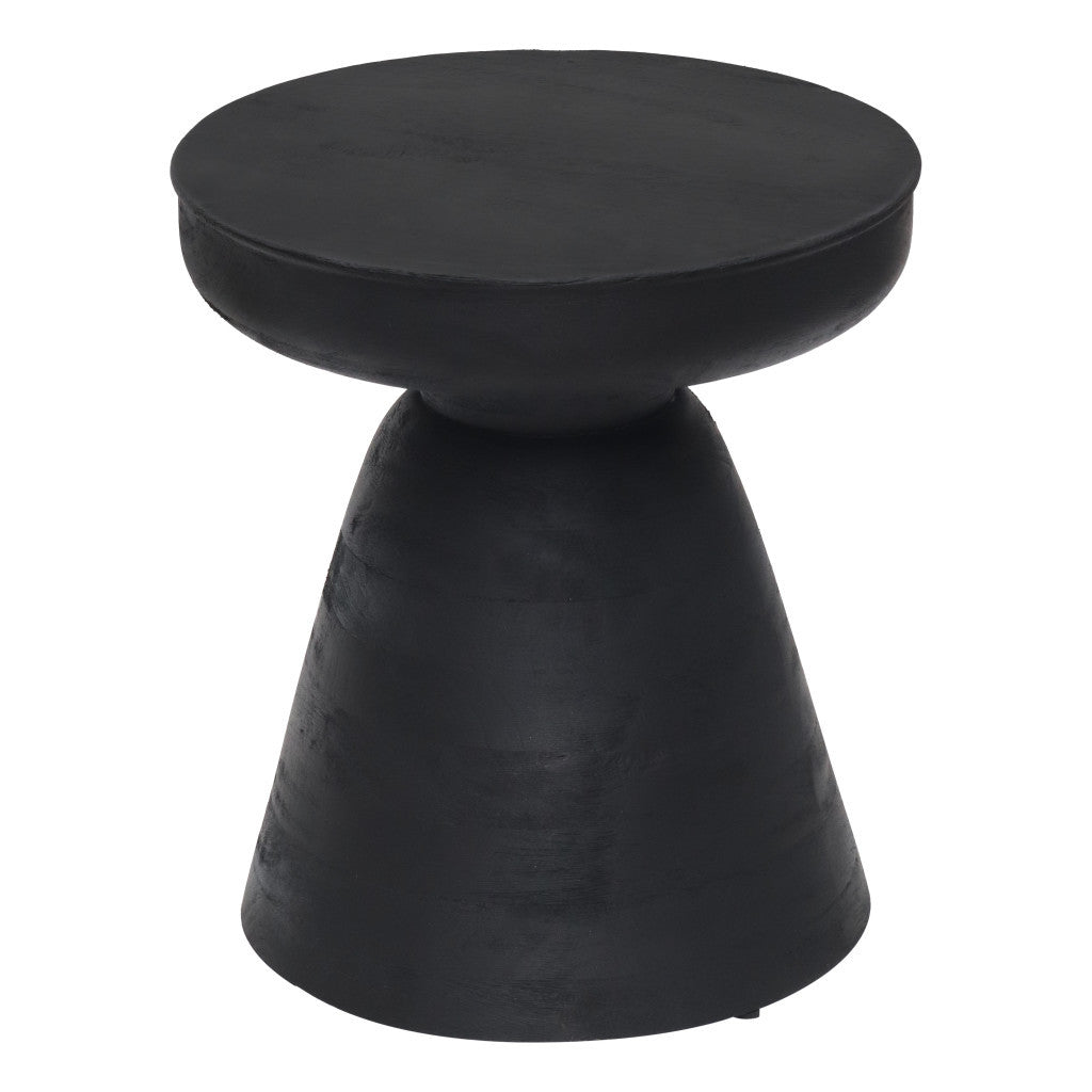 Black Solid Wood Round End Table By Homeroots | End Tables | Modishstore - 7
