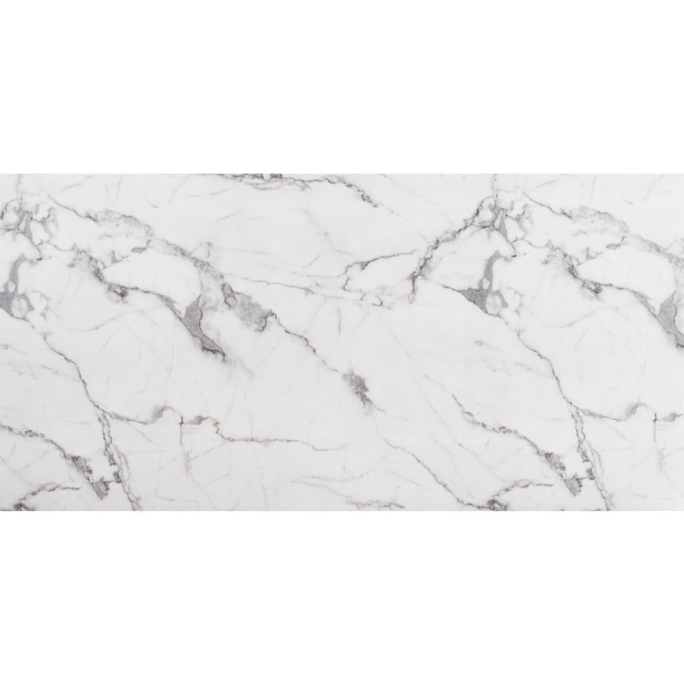 White And Gold Faux Marble And Steel Sled Base Dining Table By Homeroots | Dining Tables | Modishstore - 5
