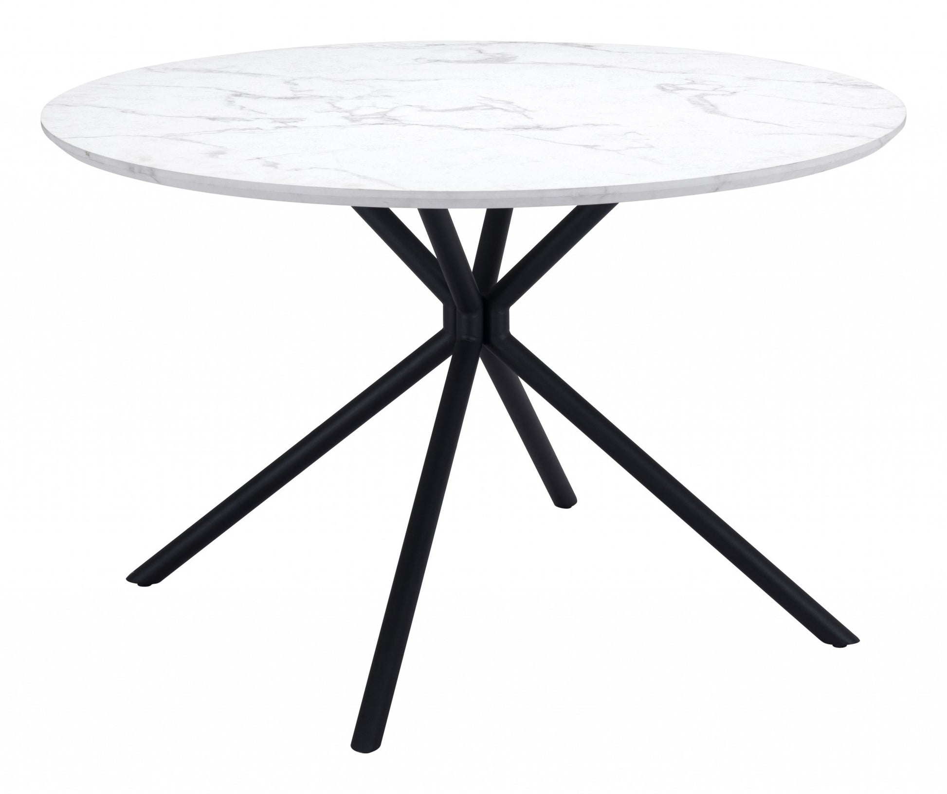 White And Black Rounded Steel Dining Table By Homeroots | Dining Tables | Modishstore - 2