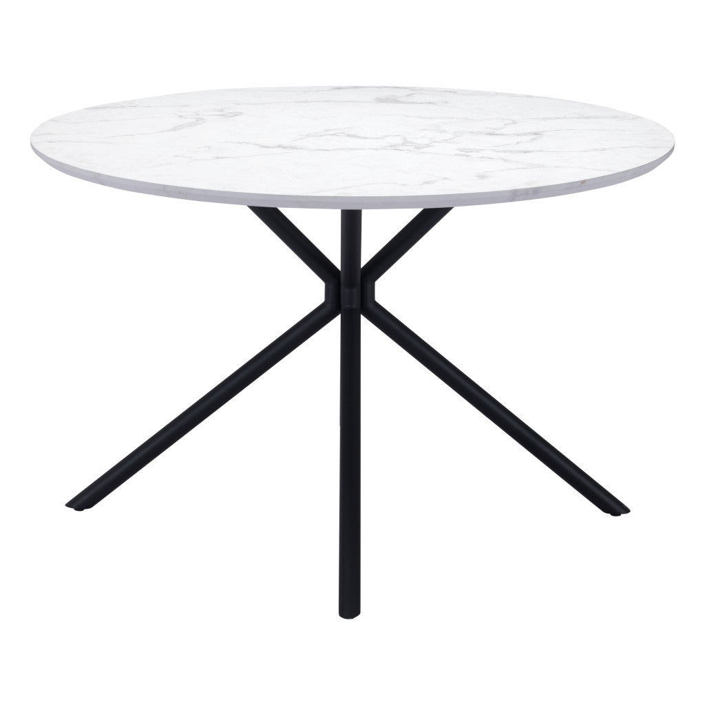 White And Black Rounded Steel Dining Table By Homeroots | Dining Tables | Modishstore - 4