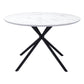 White And Black Rounded Steel Dining Table By Homeroots | Dining Tables | Modishstore - 7