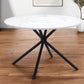 White And Black Rounded Steel Dining Table By Homeroots | Dining Tables | Modishstore - 1