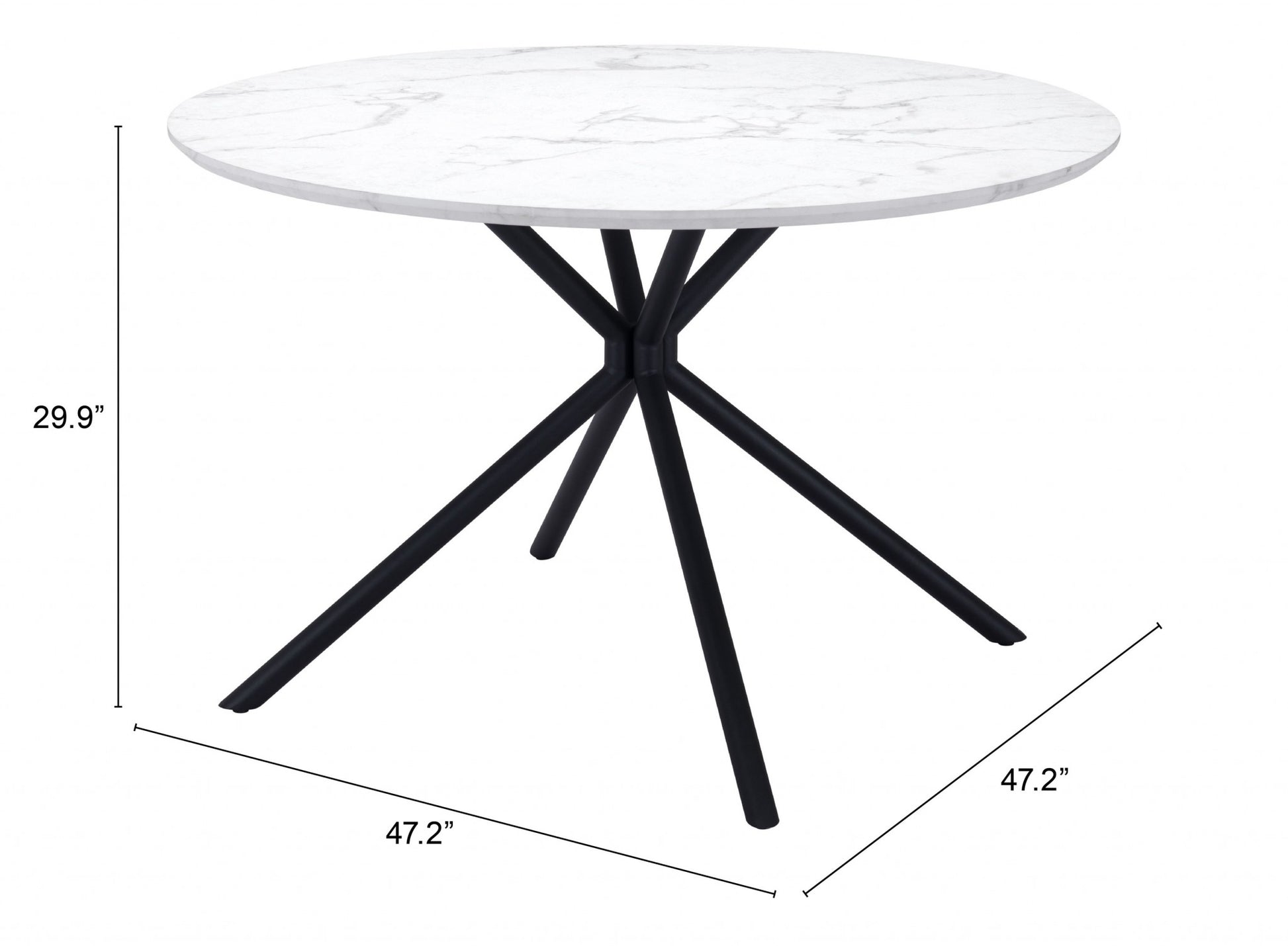 White And Black Rounded Steel Dining Table By Homeroots | Dining Tables | Modishstore - 6