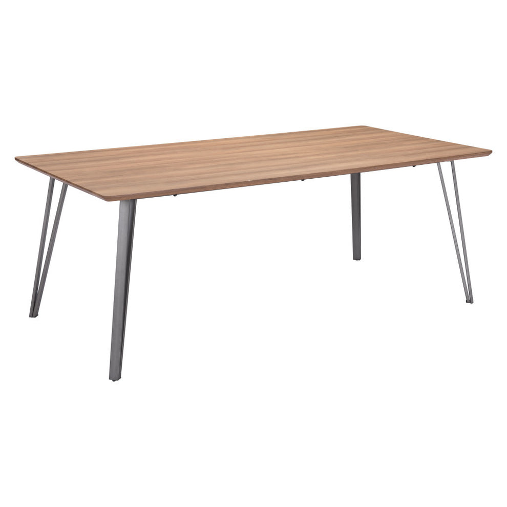Wood Brown And Gray Steel Dining Table By Homeroots | Dining Tables | Modishstore - 2