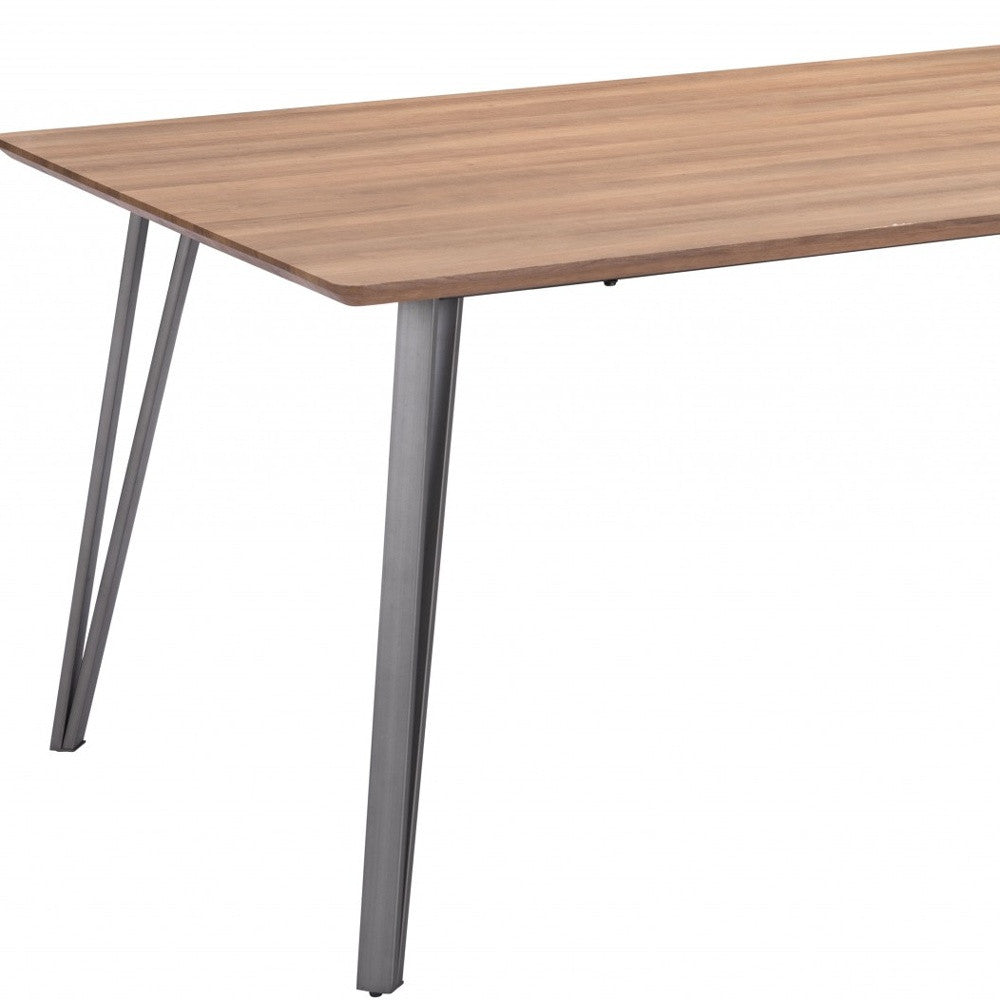 Wood Brown And Gray Steel Dining Table By Homeroots | Dining Tables | Modishstore - 5