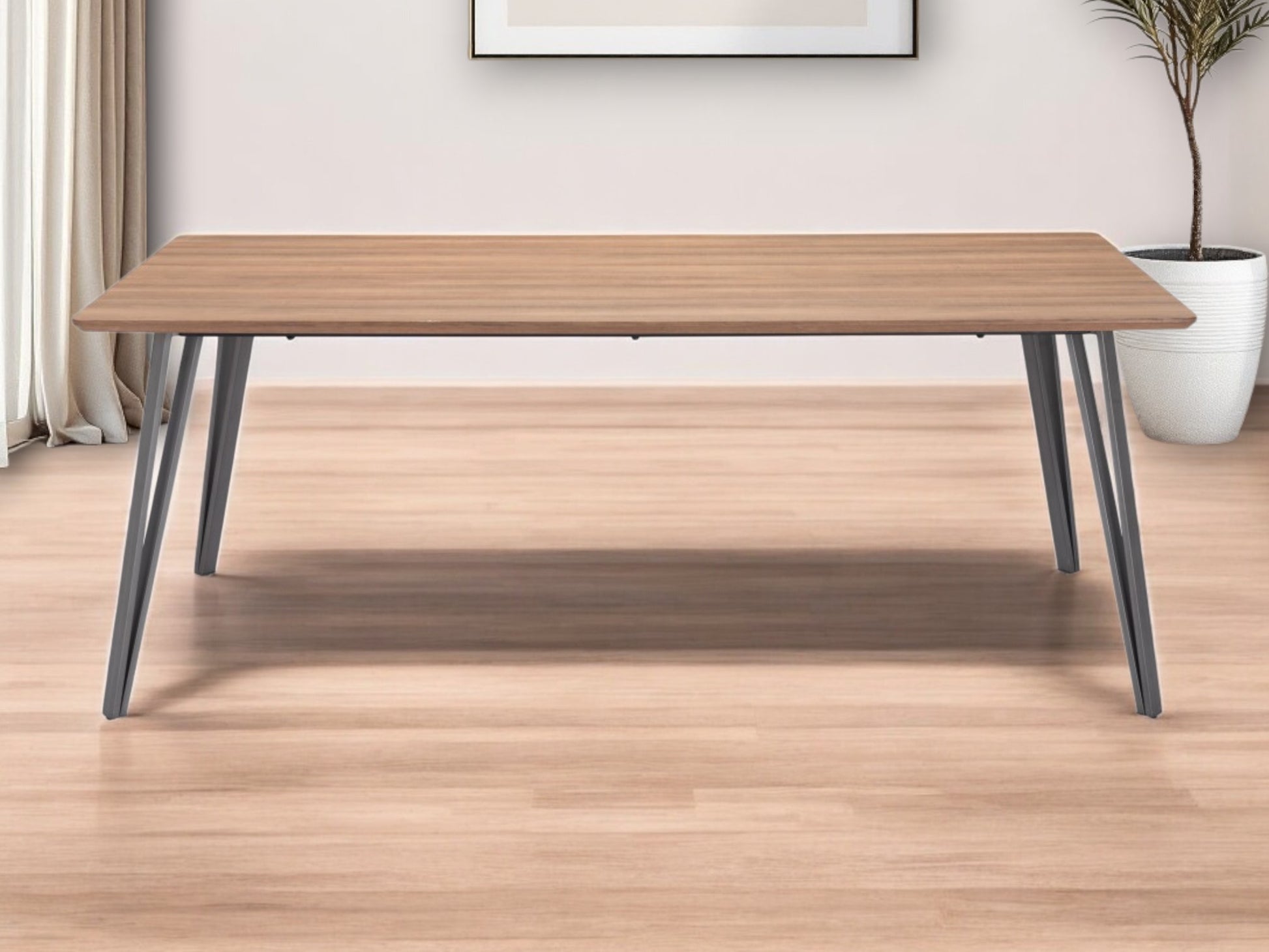 Wood Brown And Gray Steel Dining Table By Homeroots | Dining Tables | Modishstore - 1