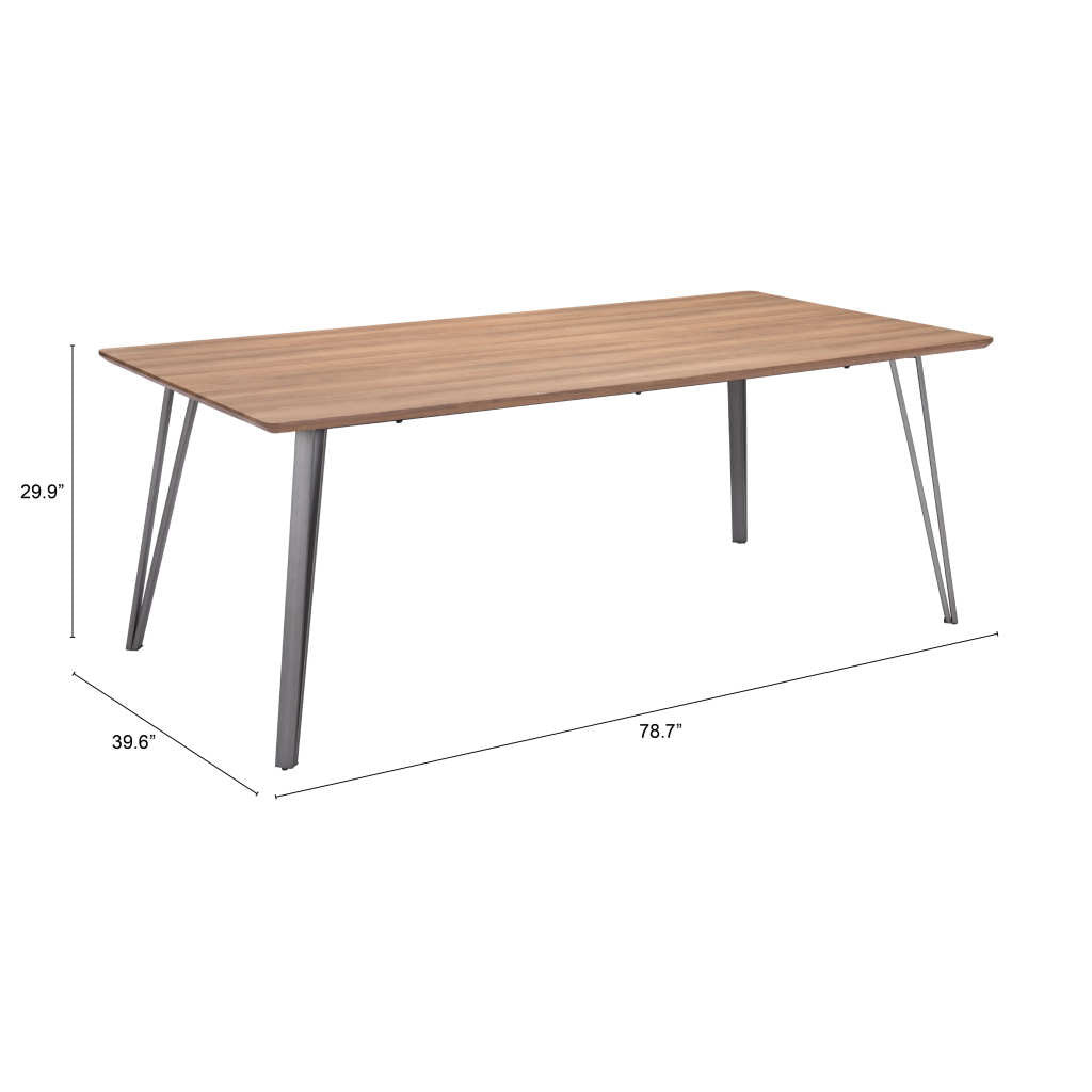 Wood Brown And Gray Steel Dining Table By Homeroots | Dining Tables | Modishstore - 6