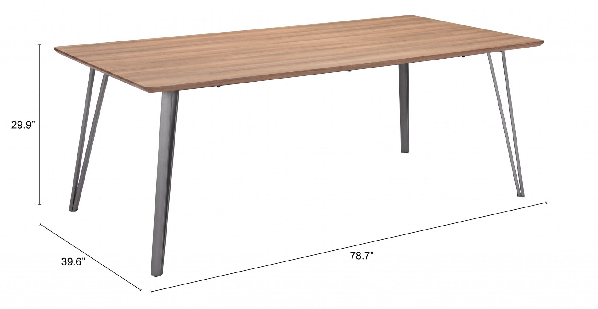 Wood Brown And Gray Steel Dining Table By Homeroots | Dining Tables | Modishstore - 7