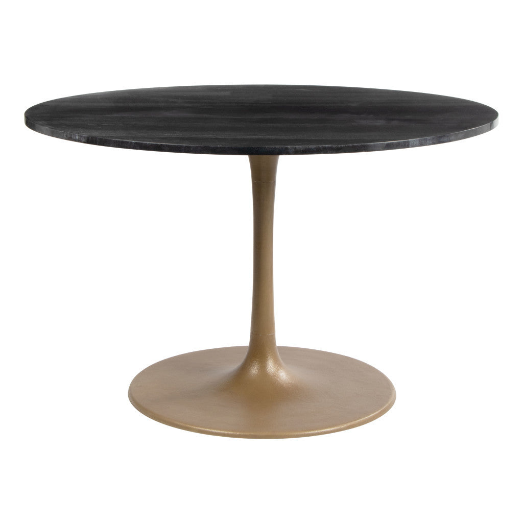 Gold Rounded Steel Pedestal Base Dining Table By Homeroots | Dining Tables | Modishstore - 7