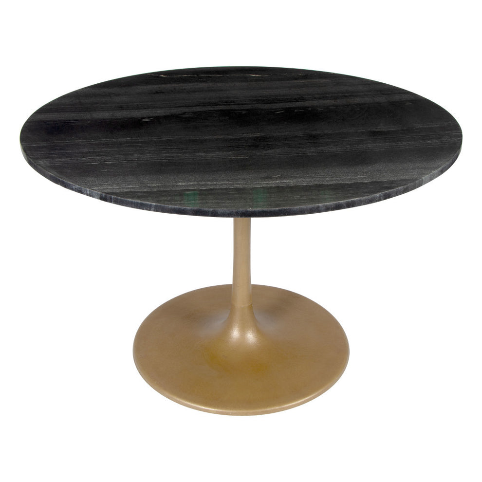 Gold Rounded Steel Pedestal Base Dining Table By Homeroots | Dining Tables | Modishstore - 2