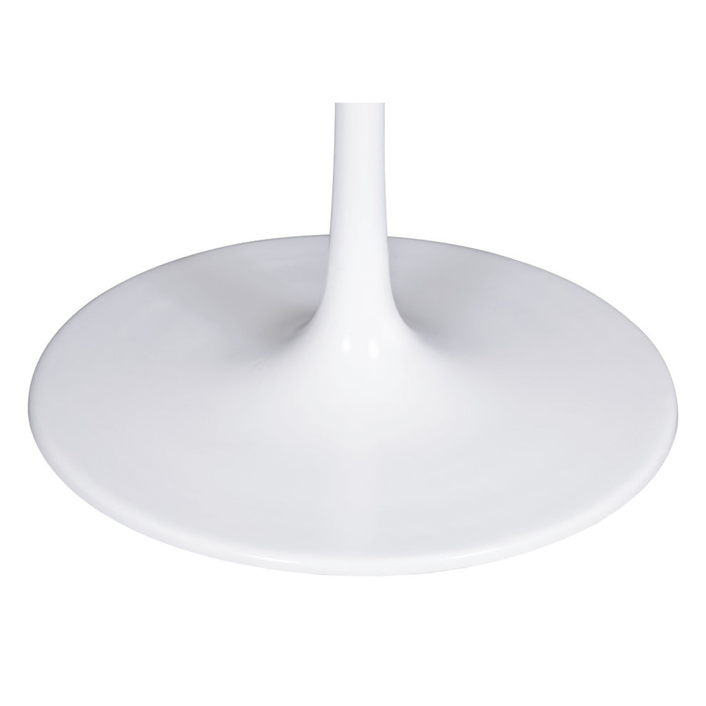 White Rounded Marble And Steel Pedestal Base Dining Table By Homeroots | Dining Tables | Modishstore - 3