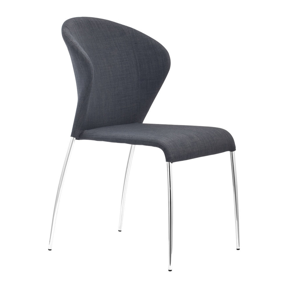 Set of Four Gray And Silver Upholstered Fabric Wing Back Dining Side Chairs By Homeroots | Dining Chairs | Modishstore - 7