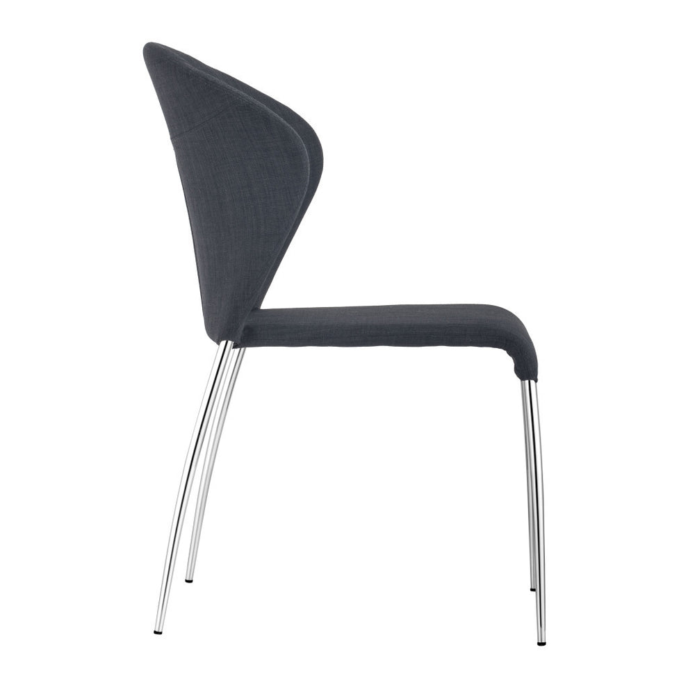 Set of Four Gray And Silver Upholstered Fabric Wing Back Dining Side Chairs By Homeroots | Dining Chairs | Modishstore - 6
