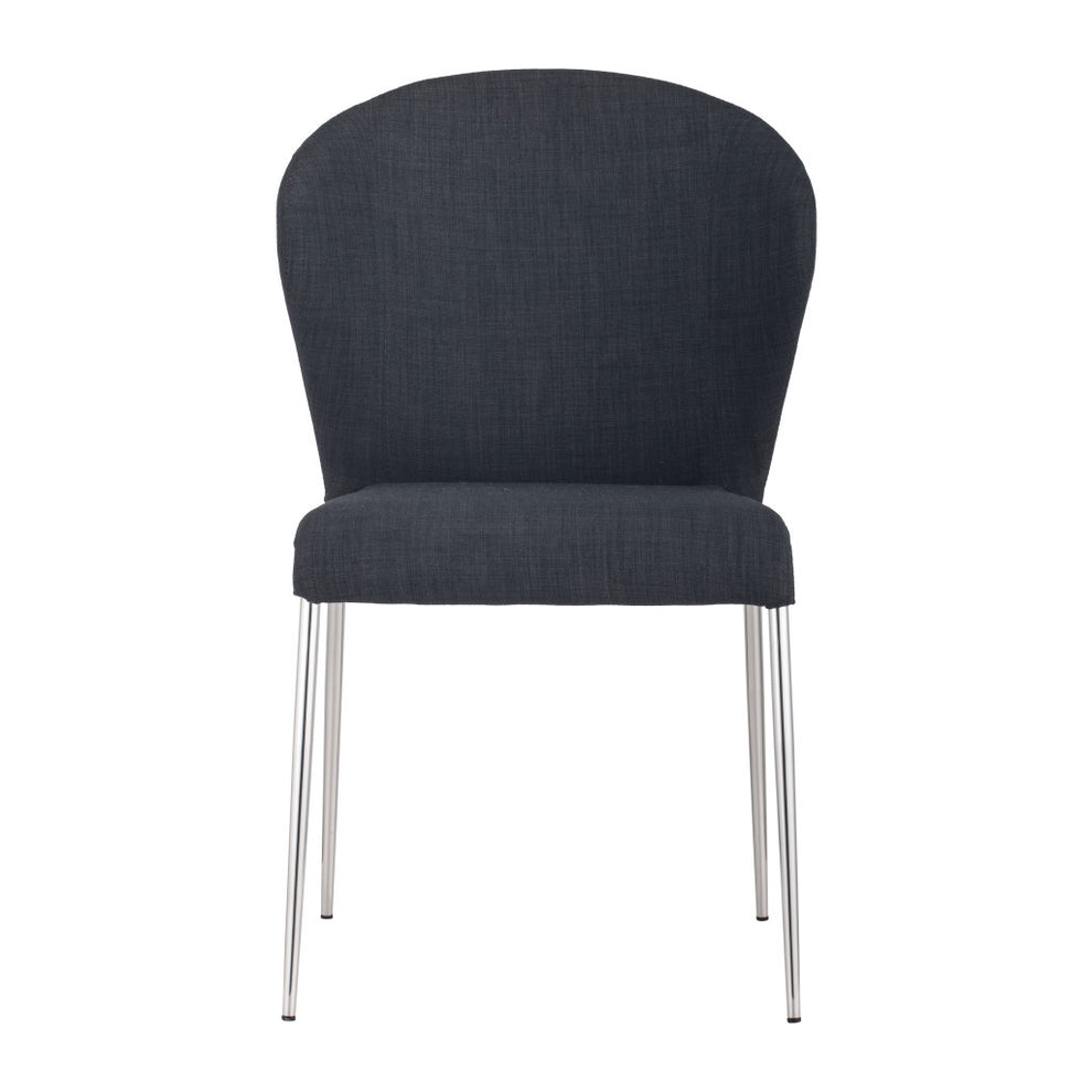 Set of Four Gray And Silver Upholstered Fabric Wing Back Dining Side Chairs By Homeroots | Dining Chairs | Modishstore - 2