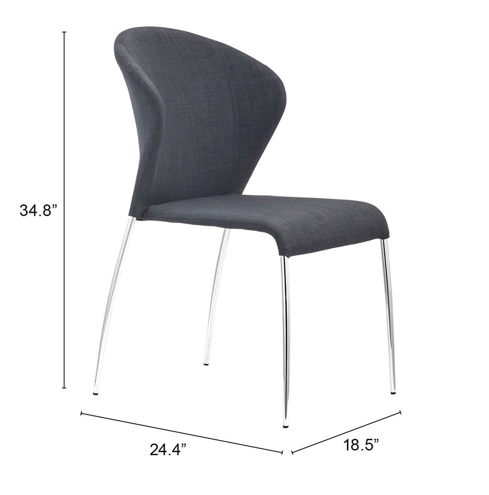 Set of Four Gray And Silver Upholstered Fabric Wing Back Dining Side Chairs By Homeroots | Dining Chairs | Modishstore - 4