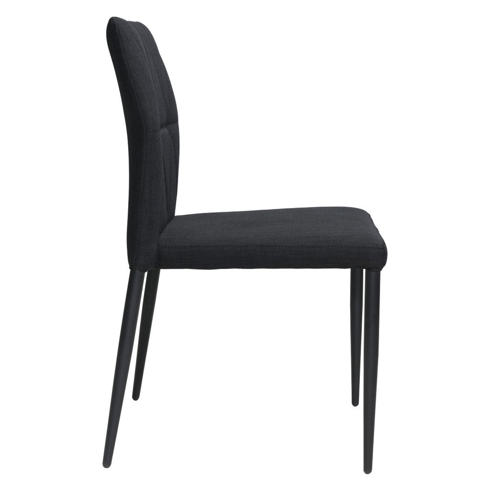 Set of Four Tufted Black Upholstered Fabric Dining Side Chairs By Homeroots | Dining Chairs | Modishstore - 3
