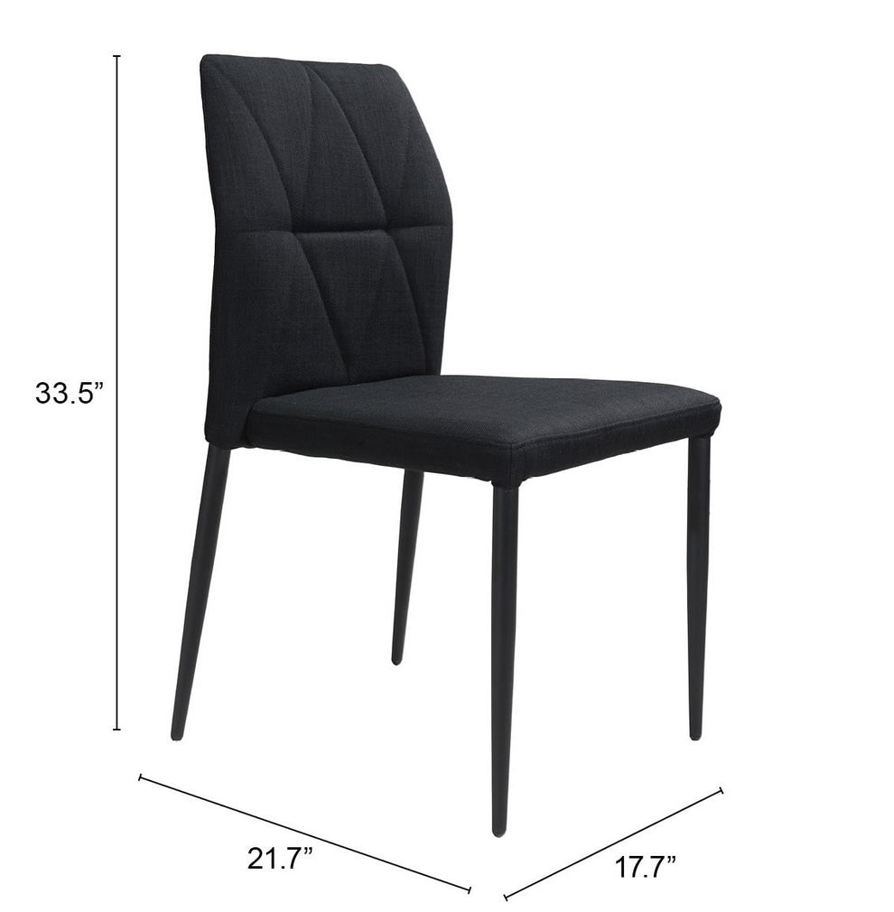 Set of Four Tufted Black Upholstered Fabric Dining Side Chairs By Homeroots | Dining Chairs | Modishstore - 6
