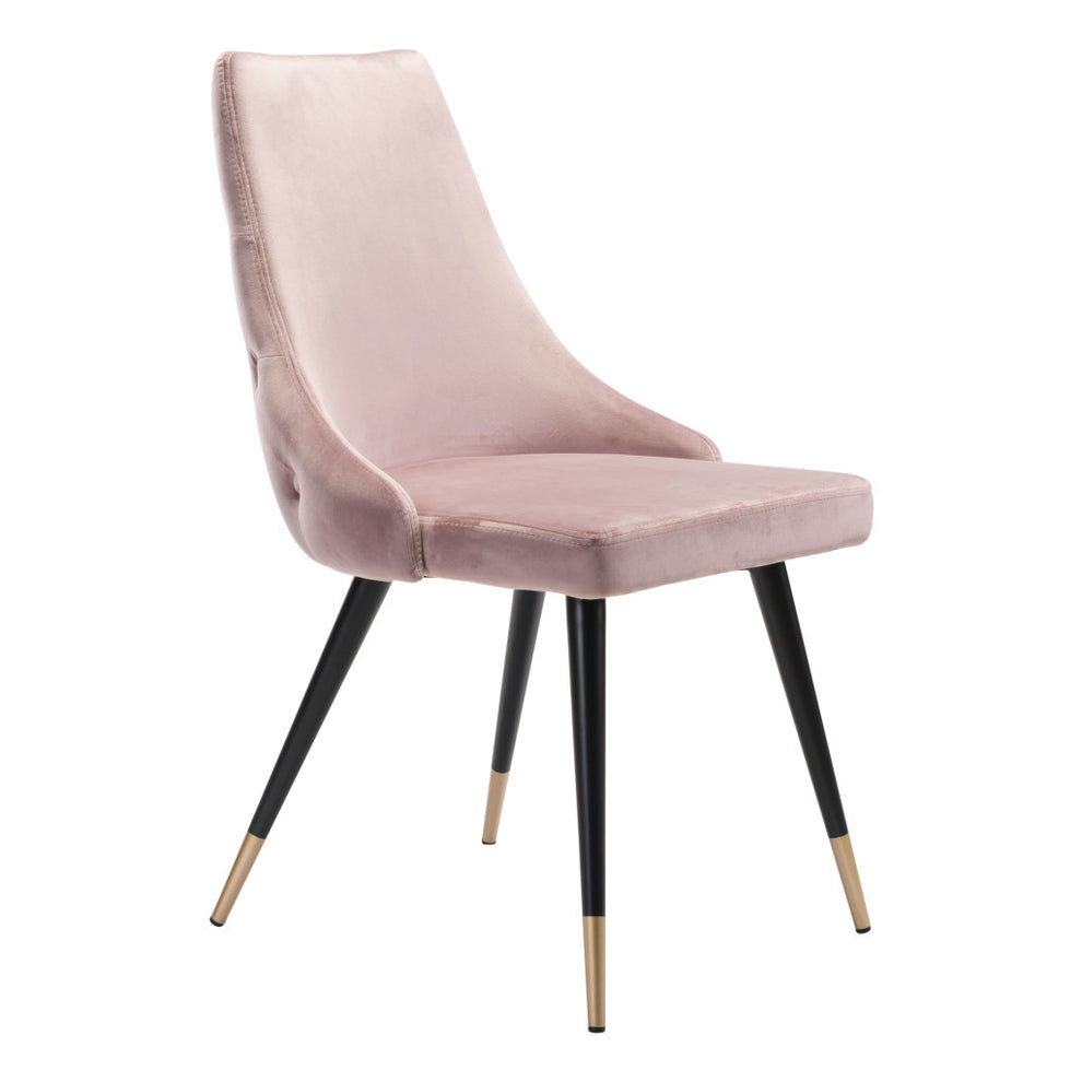 Set of Two Tufted Pink And Black Upholstered Velvet Windsor Back Dining Side Chairs By Homeroots | Dining Chairs | Modishstore - 2