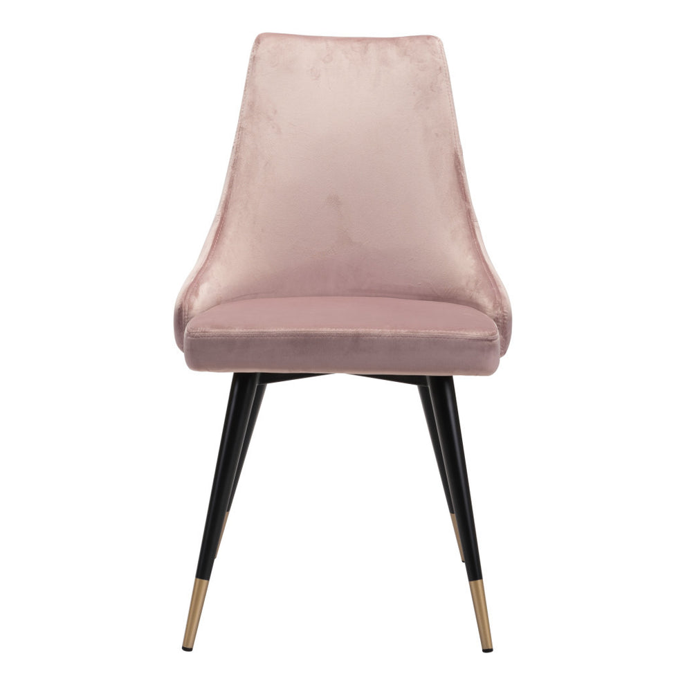 Set of Two Tufted Pink And Black Upholstered Velvet Windsor Back Dining Side Chairs By Homeroots | Dining Chairs | Modishstore - 3