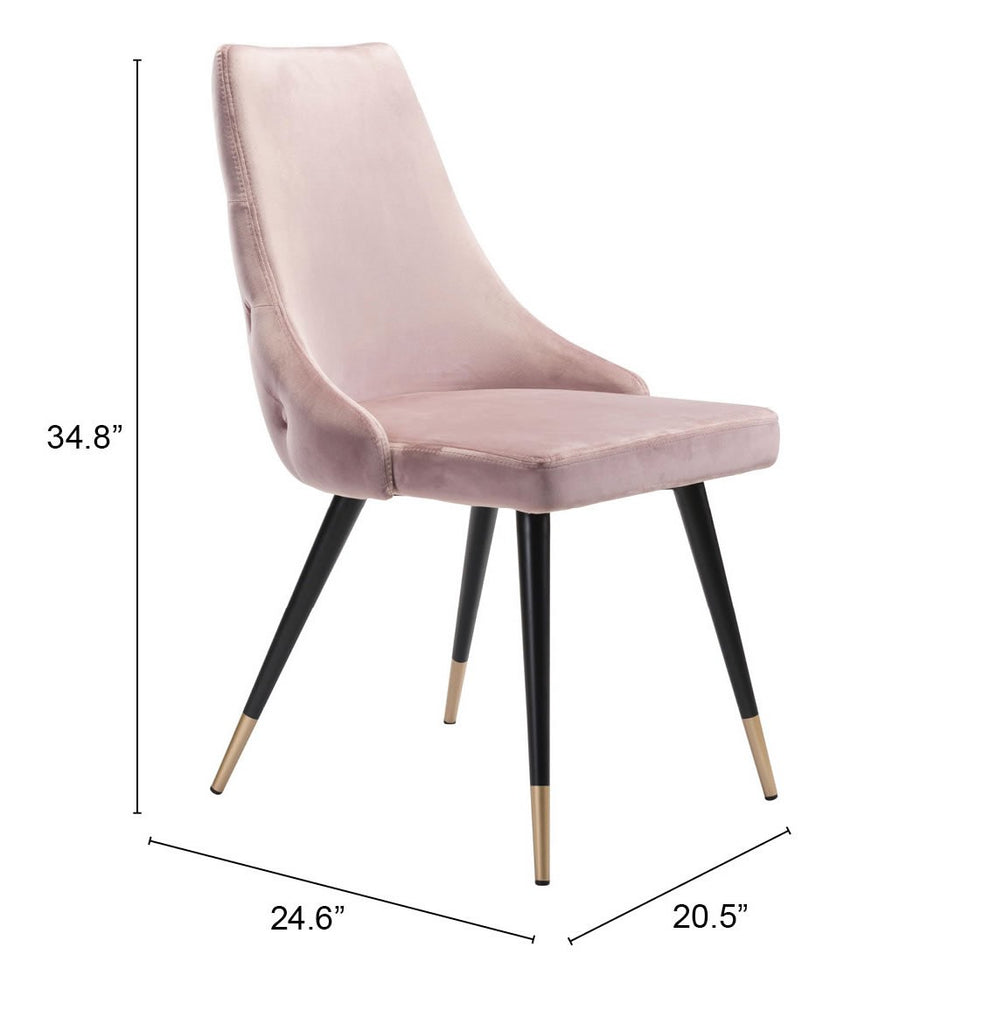 Set of Two Tufted Pink And Black Upholstered Velvet Windsor Back Dining Side Chairs By Homeroots | Dining Chairs | Modishstore - 6