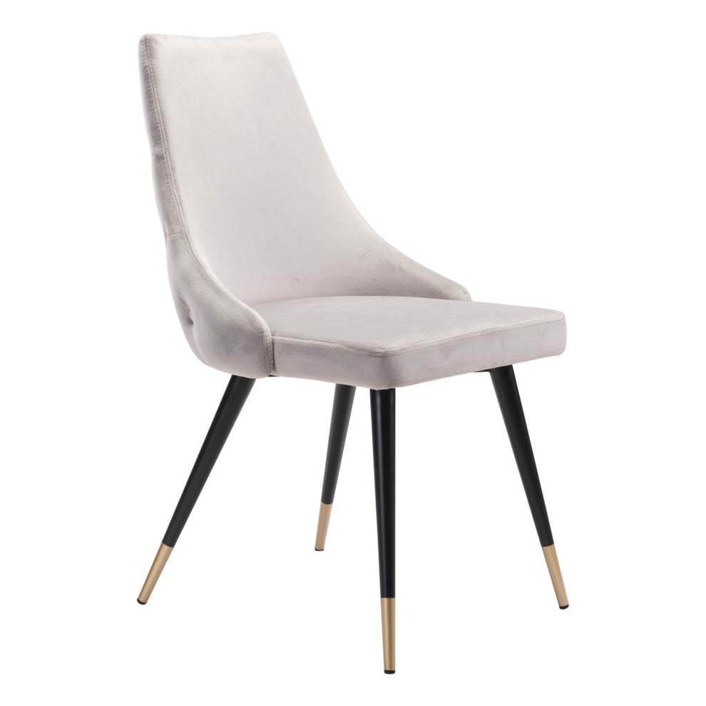 Set of Two Tufted Gray And Black Upholstered Velvet Windsor Back Dining Side Chairs By Homeroots | Dining Chairs | Modishstore - 2