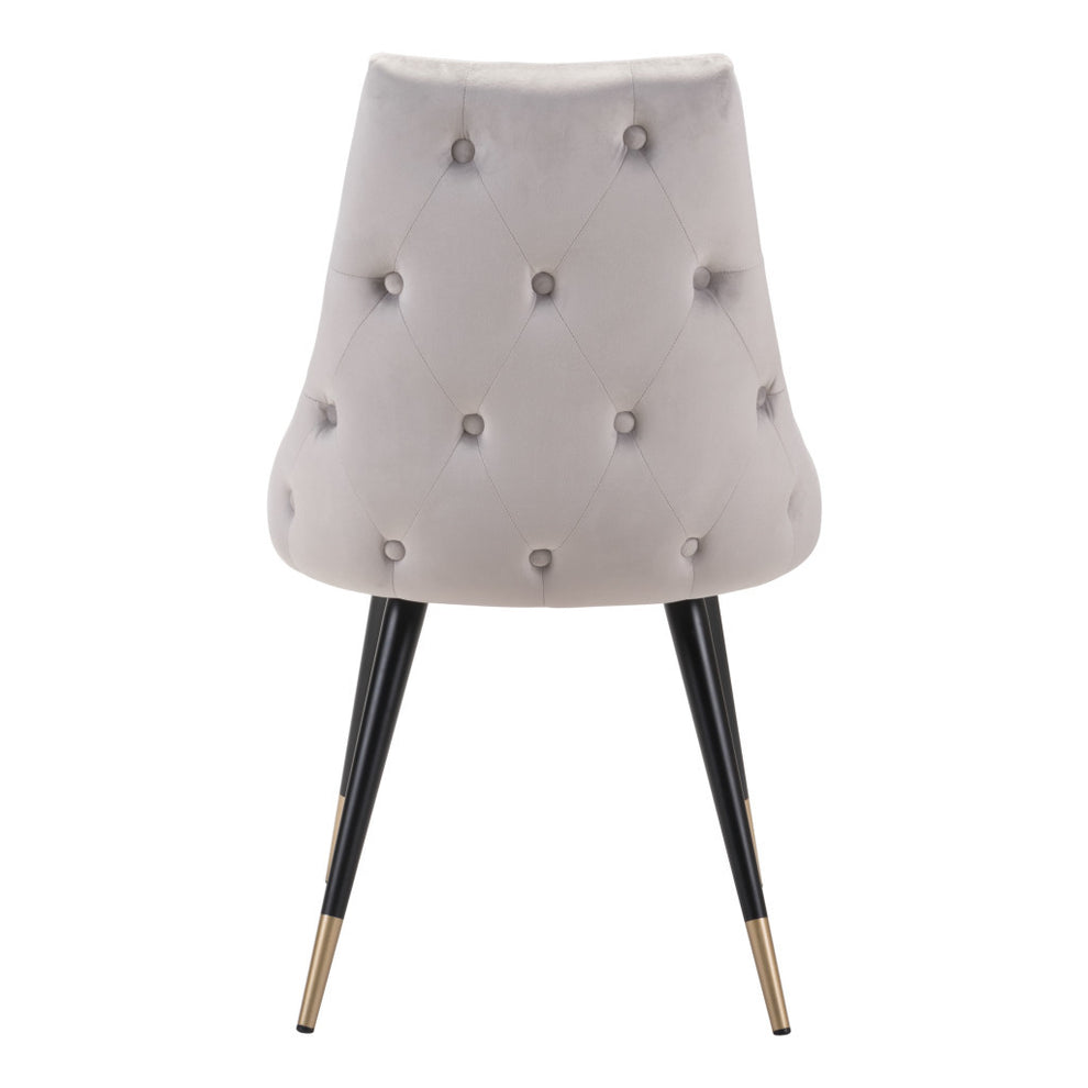 Set of Two Tufted Gray And Black Upholstered Velvet Windsor Back Dining Side Chairs By Homeroots | Dining Chairs | Modishstore - 5