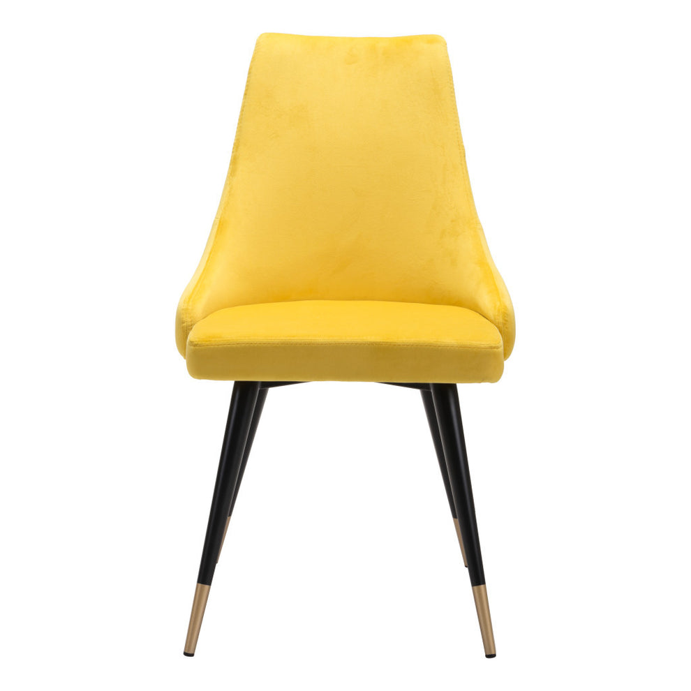 Set of Two Tufted Yellow And Black Upholstered Velvet Windsor Back Dining Side Chairs By Homeroots | Dining Chairs | Modishstore - 4