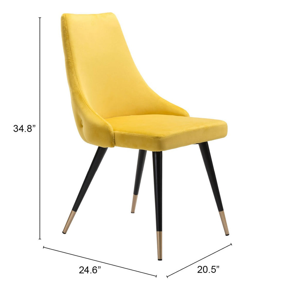 Set of Two Tufted Yellow And Black Upholstered Velvet Windsor Back Dining Side Chairs By Homeroots | Dining Chairs | Modishstore - 6