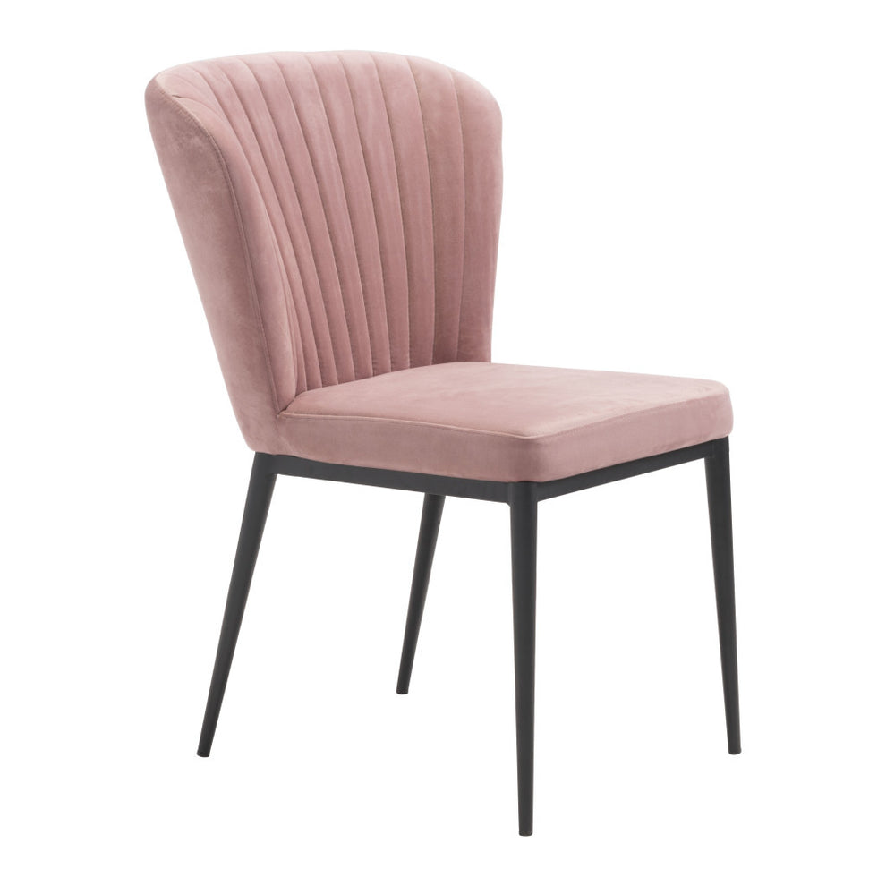 Set of Two Tufted Pink And Black Upholstered Velvet Wing Back Dining Side Chairs By Homeroots | Dining Chairs | Modishstore - 2