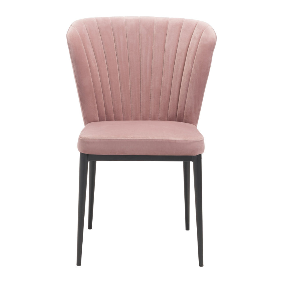 Set of Two Tufted Pink And Black Upholstered Velvet Wing Back Dining Side Chairs By Homeroots | Dining Chairs | Modishstore - 3
