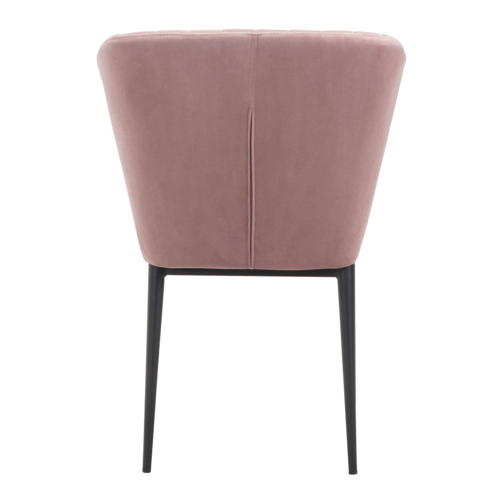 Set of Two Tufted Pink And Black Upholstered Velvet Wing Back Dining Side Chairs By Homeroots | Dining Chairs | Modishstore - 4