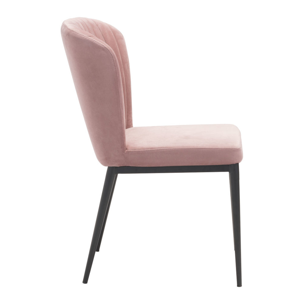 Set of Two Tufted Pink And Black Upholstered Velvet Wing Back Dining Side Chairs By Homeroots | Dining Chairs | Modishstore - 5