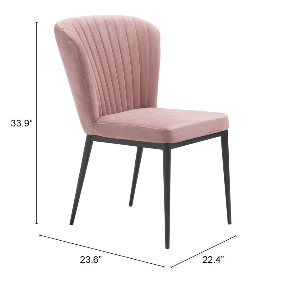 Set of Two Tufted Pink And Black Upholstered Velvet Wing Back Dining Side Chairs By Homeroots | Dining Chairs | Modishstore - 6