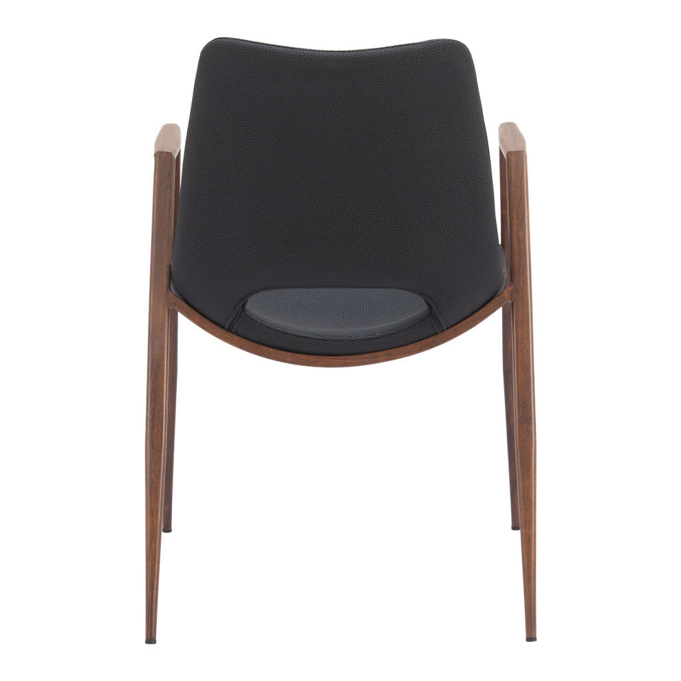 Set of Two Black And Brown Upholstered Faux Leather Open Back Dining Arm Chairs By Homeroots | Dining Chairs | Modishstore - 4