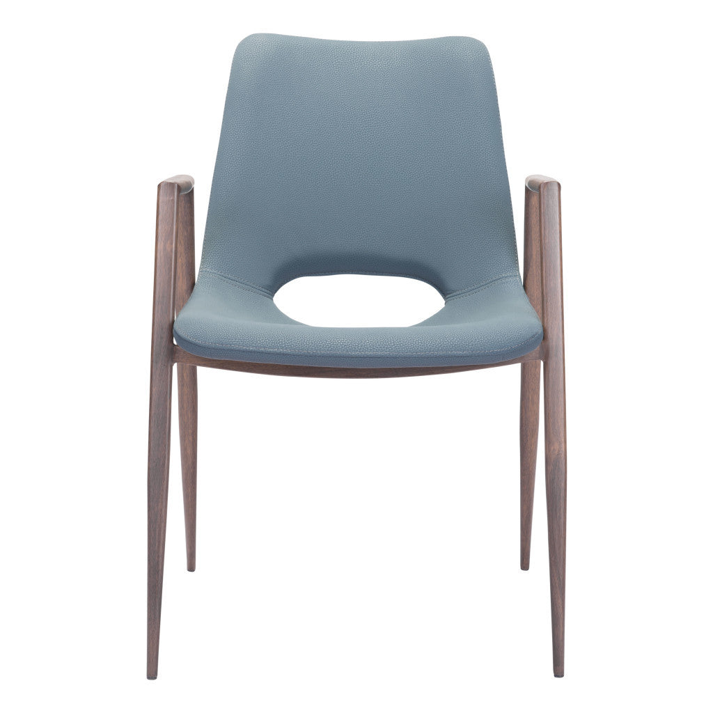 Set of Two Gray And Brown Upholstered Faux Leather Open Back Dining Arm Chairs By Homeroots | Dining Chairs | Modishstore - 4