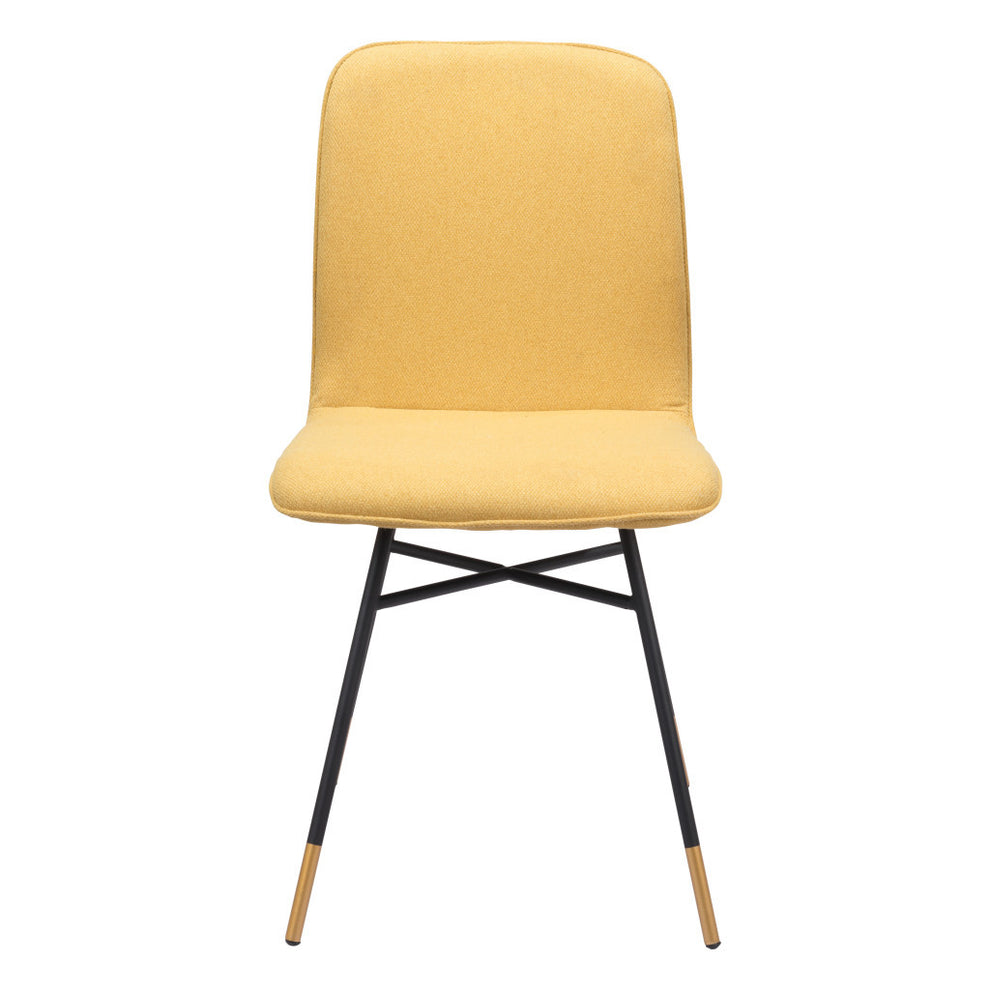 Set of Two Yellow And Black Upholstered Fabric Dining Side Chairs By Homeroots | Dining Chairs | Modishstore - 3