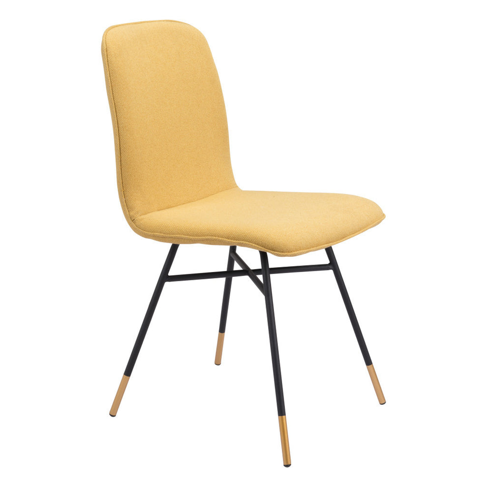 Set of Two Yellow And Black Upholstered Fabric Dining Side Chairs By Homeroots | Dining Chairs | Modishstore - 2