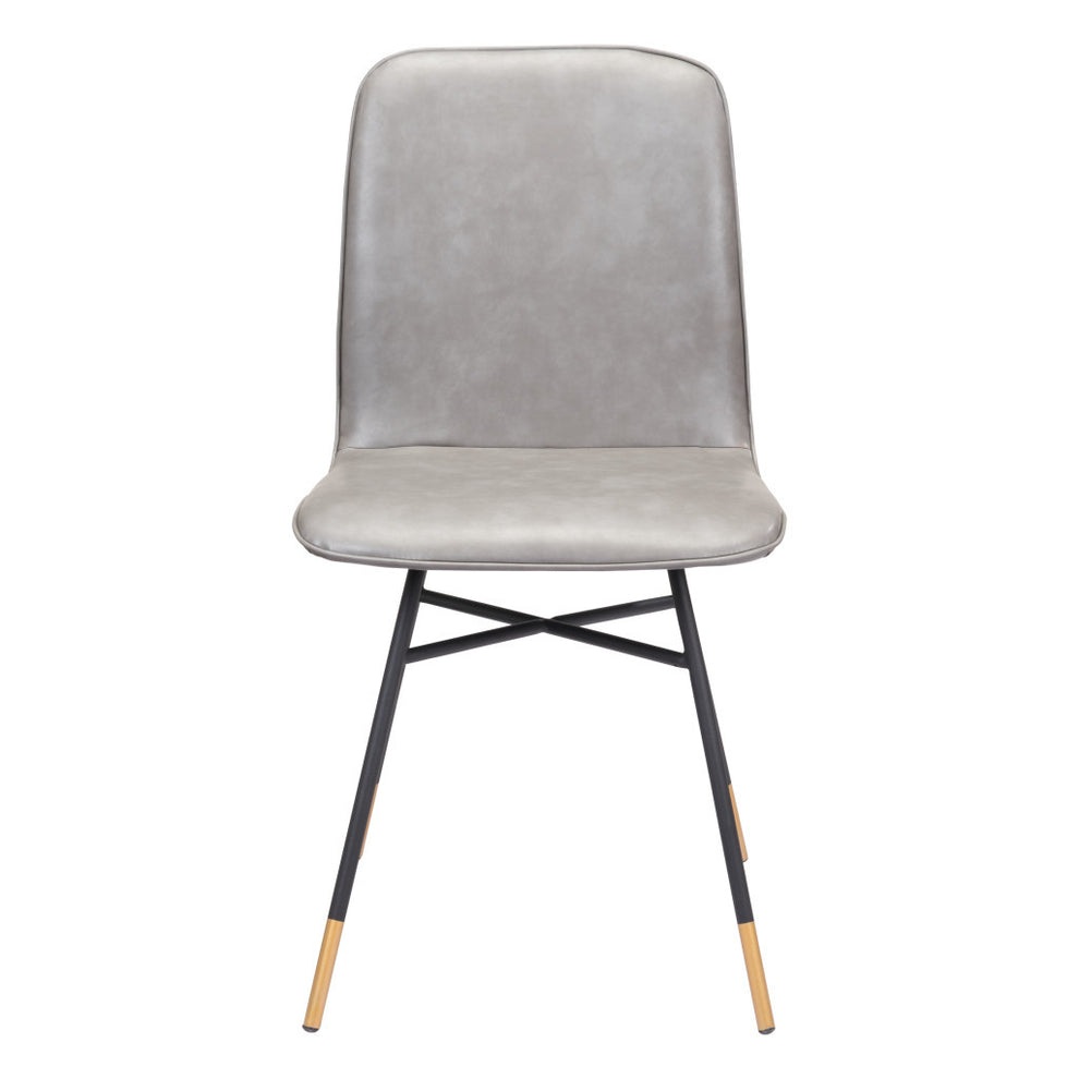 Set of Two Gray And Black Upholstered Faux Leather Dining Side Chairs By Homeroots | Dining Chairs | Modishstore - 4