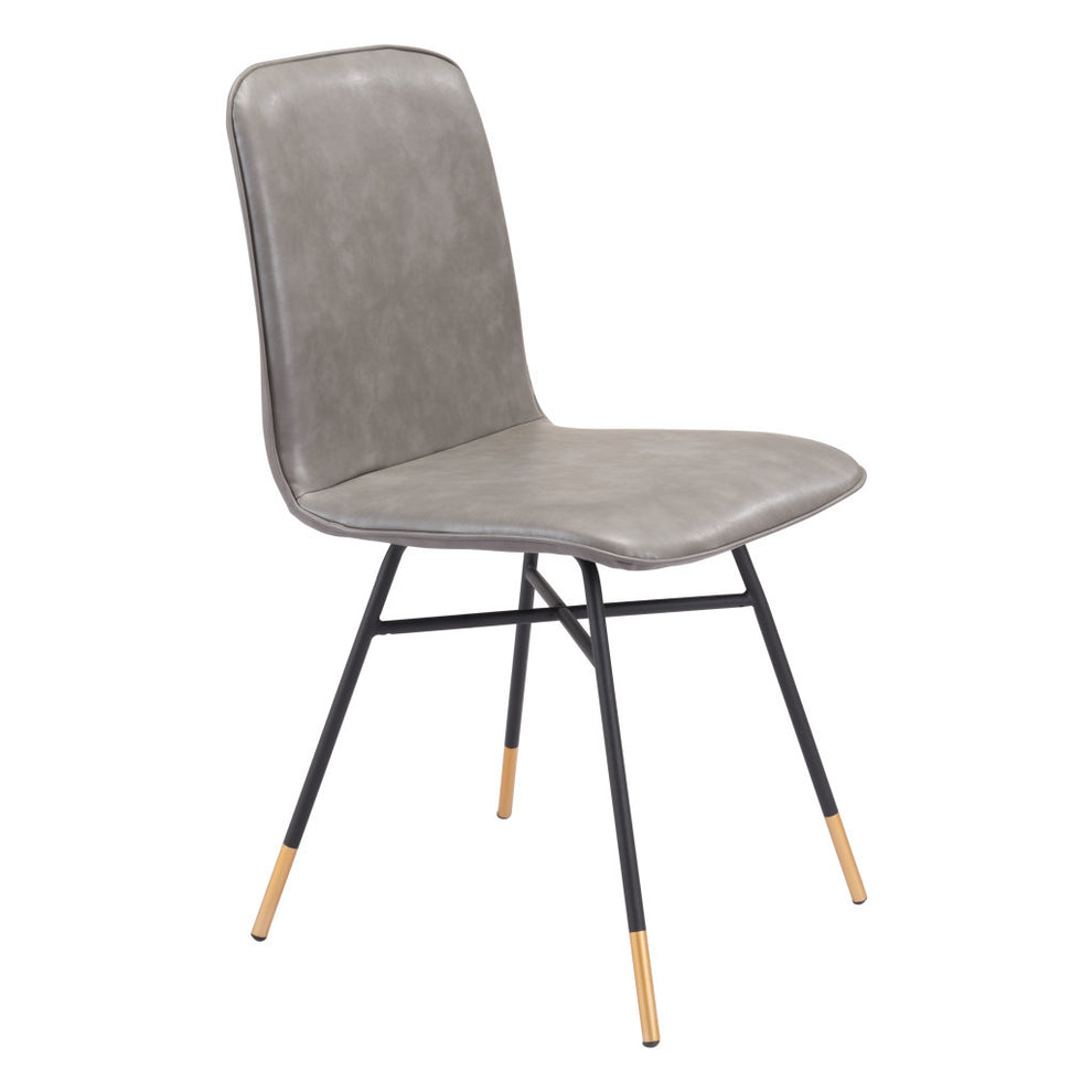 Set of Two Gray And Black Upholstered Faux Leather Dining Side Chairs By Homeroots | Dining Chairs | Modishstore - 3