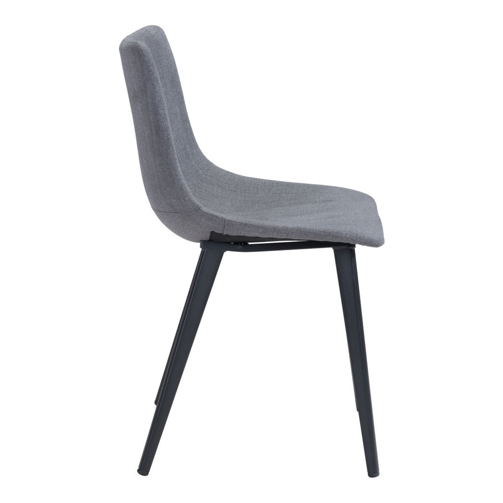 Set of Two Gray And Black Upholstered Fabric Dining Side Chairs By Homeroots | Dining Chairs | Modishstore - 3