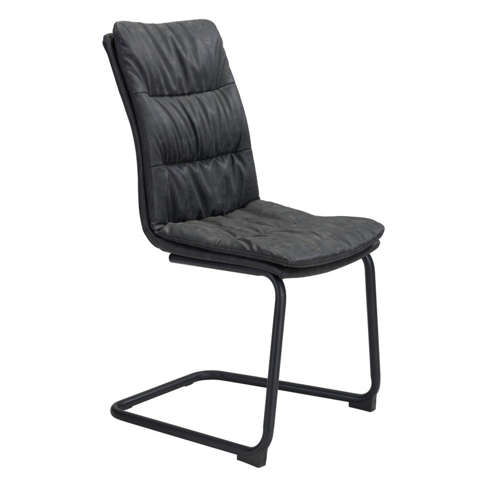 Set of Two Tufted Black Upholstered Faux Leather Dining Side Chairs By Homeroots | Dining Chairs | Modishstore - 7