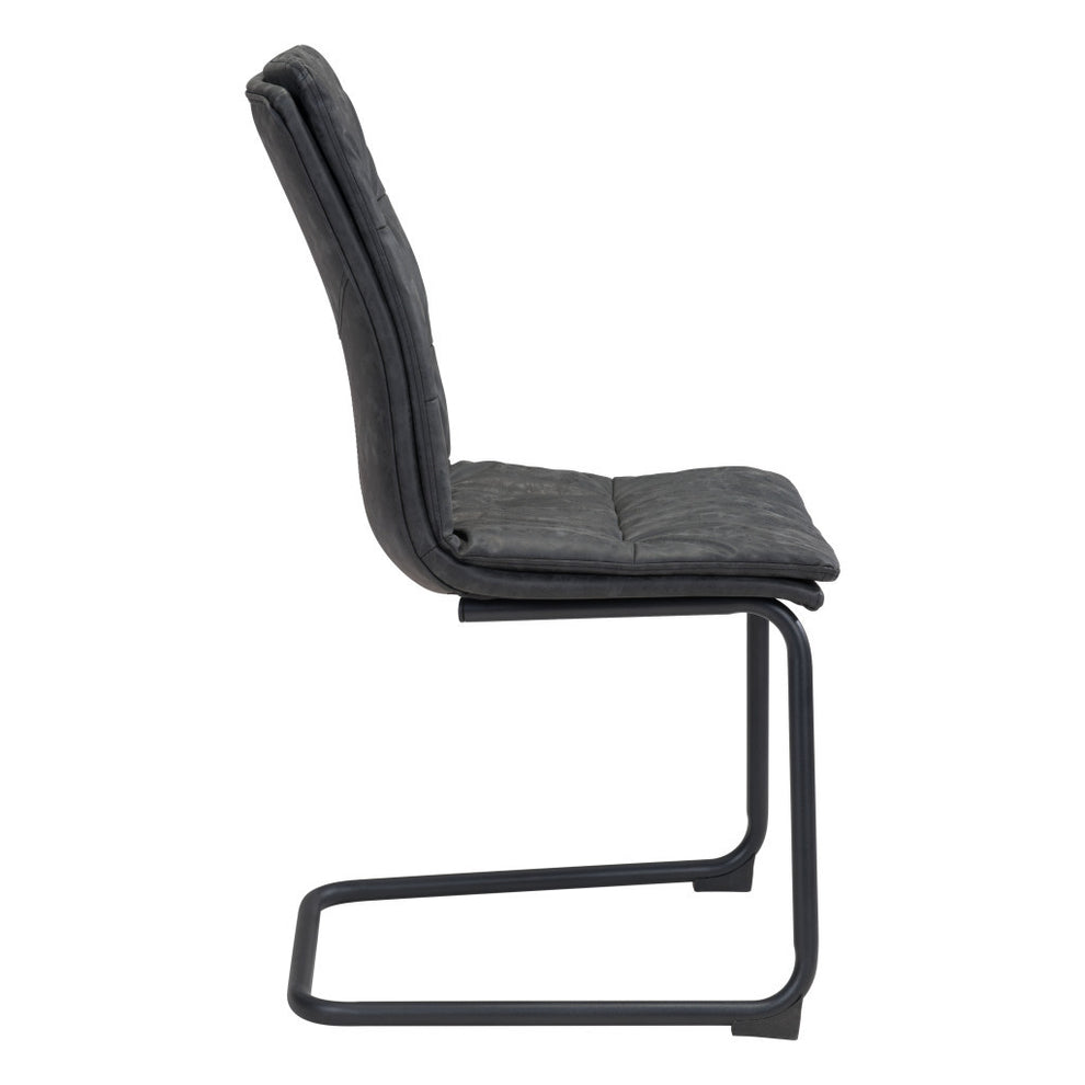 Set of Two Tufted Black Upholstered Faux Leather Dining Side Chairs By Homeroots | Dining Chairs | Modishstore - 6