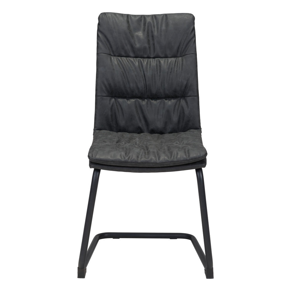 Set of Two Tufted Black Upholstered Faux Leather Dining Side Chairs By Homeroots | Dining Chairs | Modishstore - 2