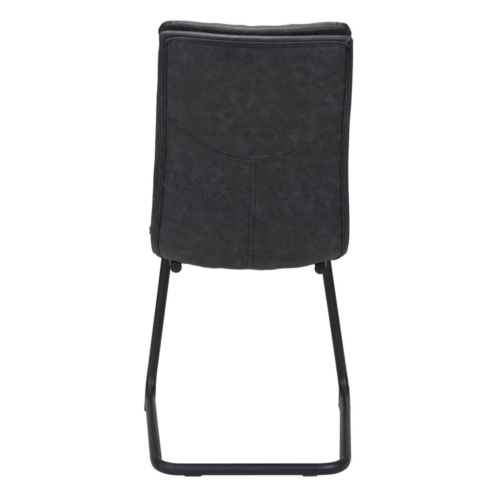 Set of Two Tufted Black Upholstered Faux Leather Dining Side Chairs By Homeroots | Dining Chairs | Modishstore - 3