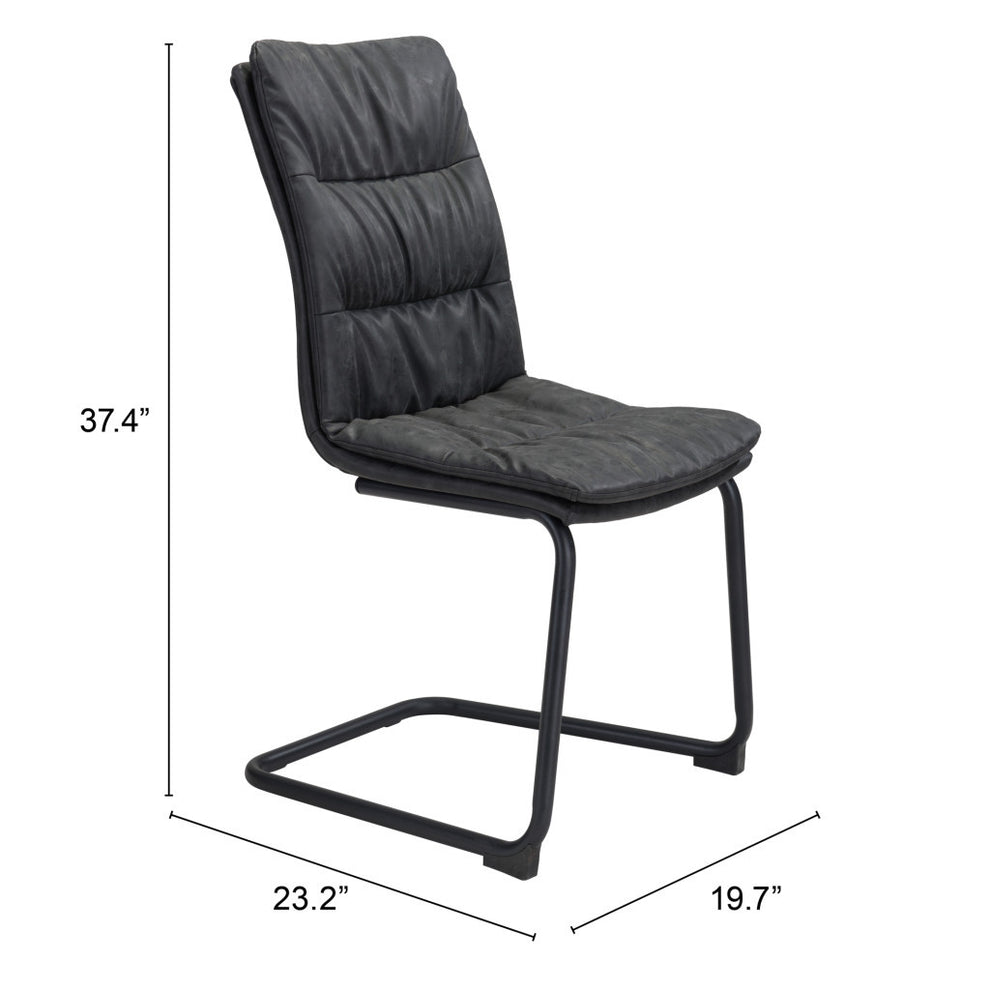 Set of Two Tufted Black Upholstered Faux Leather Dining Side Chairs By Homeroots | Dining Chairs | Modishstore - 5
