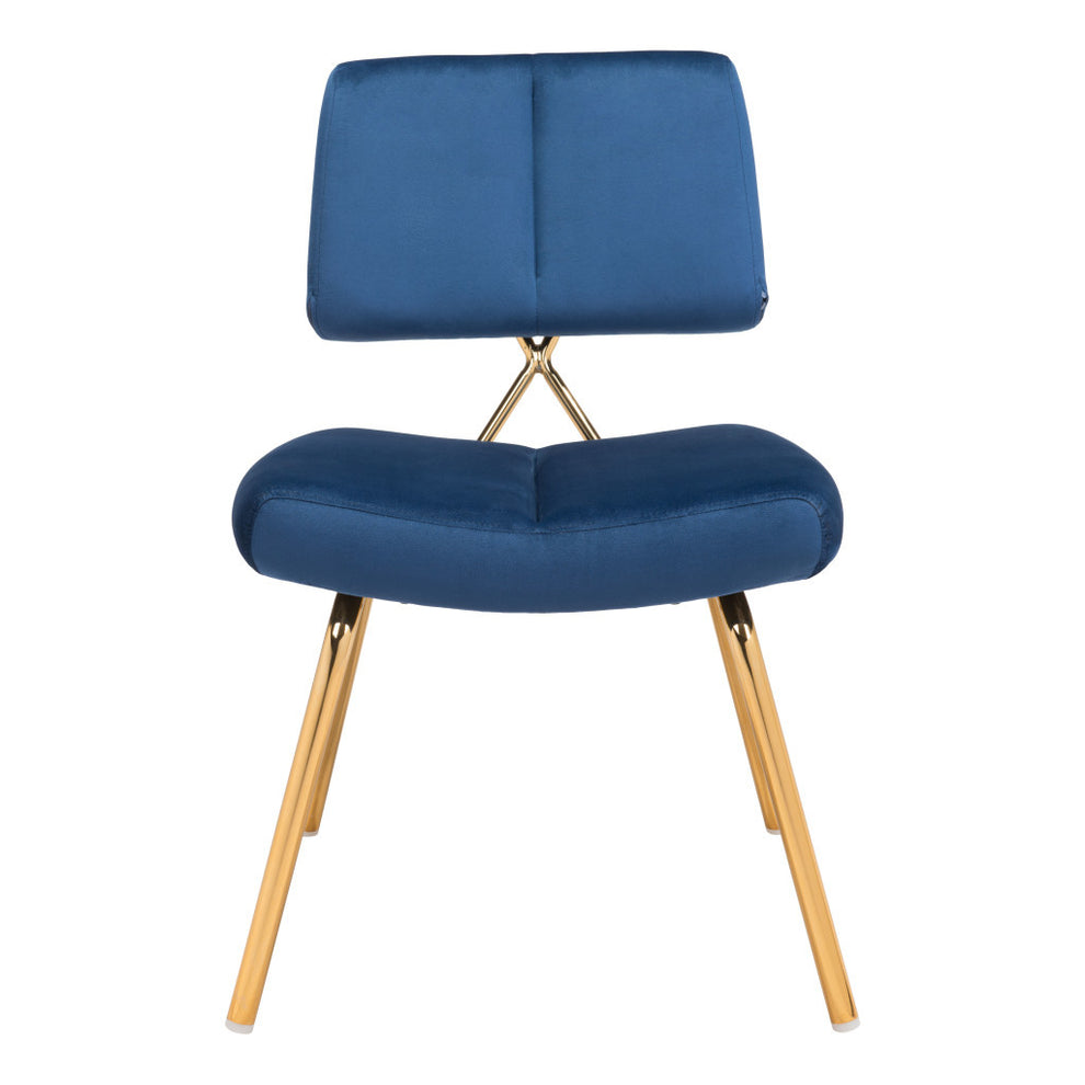 Set of Two Blue And Gold Upholstered Velvet Open Back Dining Side Chairs By Homeroots | Dining Chairs | Modishstore - 2