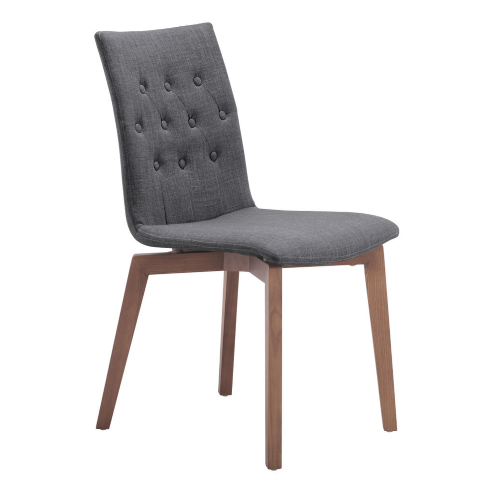 Set of Two Tufted Gray And Brown Upholstered Fabric Dining Side Chairs By Homeroots | Dining Chairs | Modishstore - 2