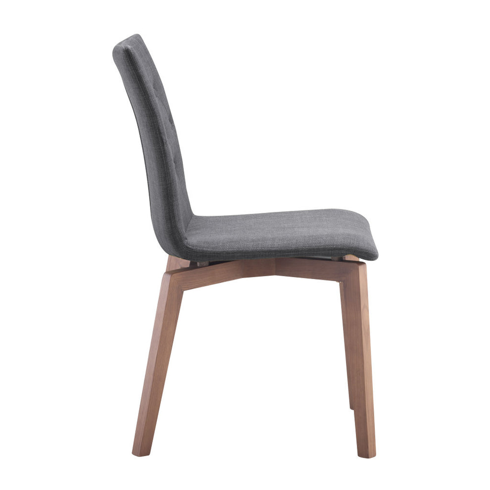 Set of Two Tufted Gray And Brown Upholstered Fabric Dining Side Chairs By Homeroots | Dining Chairs | Modishstore - 3